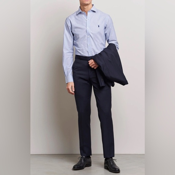 Polo Ralph Lauren Button Front Cotton Dress Shirt  Blue SZ XL 17 1/2 - Picture 1 of 11